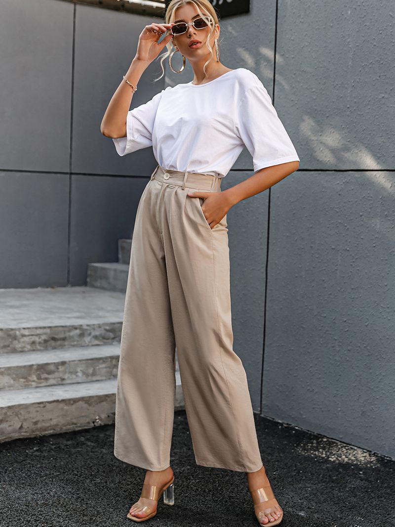 Simplee Casual wide leg solid ladies long pants