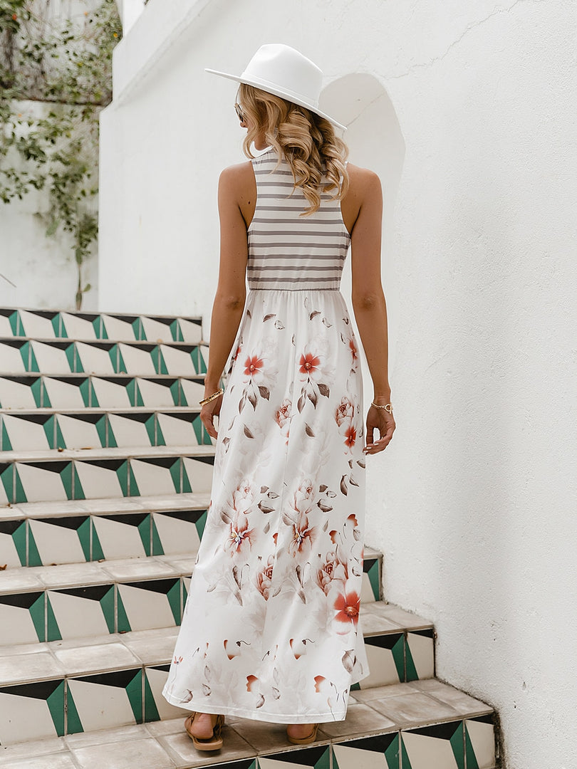 Simplee Floral print stripe summer dress