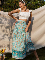 Load image into Gallery viewer, Green bohemian print woman skirts
