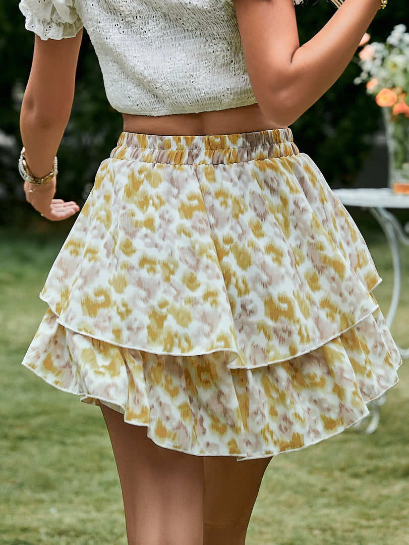 Simplee Floral emboridery boho elastic casual skirt