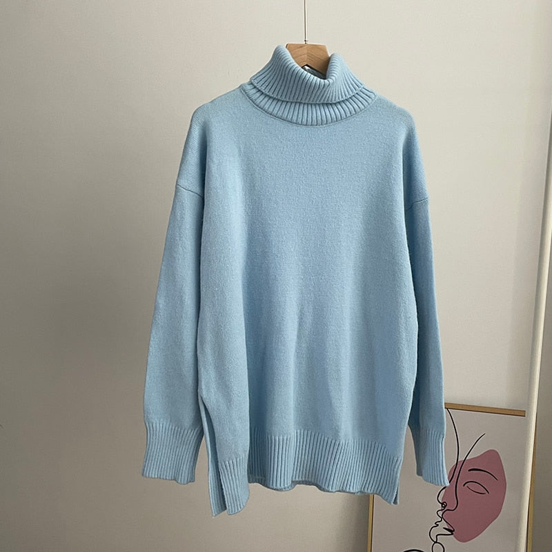 Blessyuki Oversized Cashmere Split Knitted Sweater Women