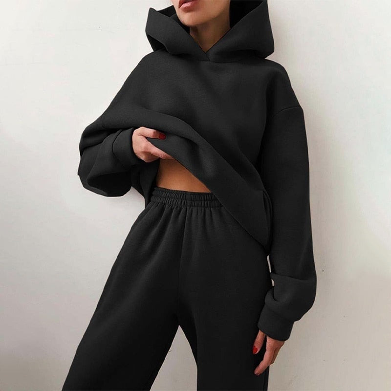 Women Casual Tracksuit Autumn Fashion Casual Hooded Two Piece