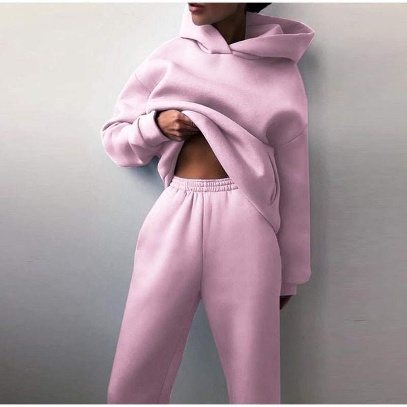 Women Casual Tracksuit Autumn Fashion Casual Hooded Two Piece