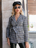 Load image into Gallery viewer, Simplee Houndstooth green pocket office blazer
