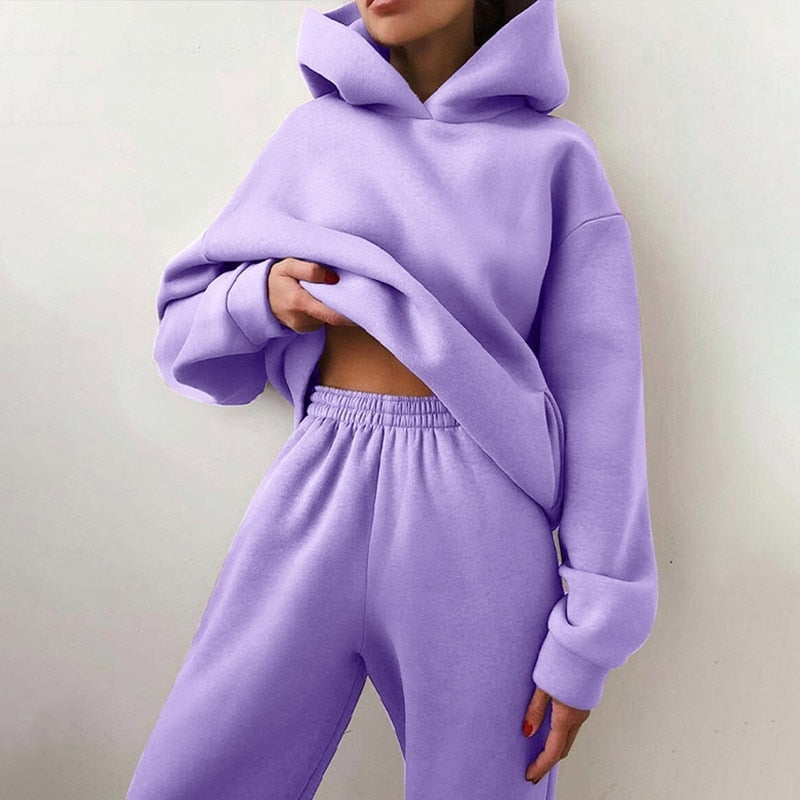 Women Casual Tracksuit Autumn Fashion Casual Hooded Two Piece