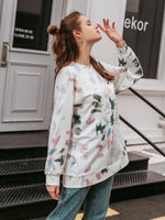 Load image into Gallery viewer, Simplee women&#39;s round neck tie dye long sleeve Hoodies
