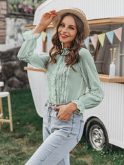 Simplee Vintage hollow out female office ladies tops