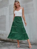 Load image into Gallery viewer, Simplee Bohemian pleated women&#39;s long skirt green A-line leave pattern summer skirt boho Loose elastic waist soft ladies bottom
