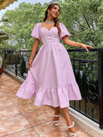 Load image into Gallery viewer, Simplee Puff sleeve sexy corset women party dress Elegant slash neck sweet evening dresses

