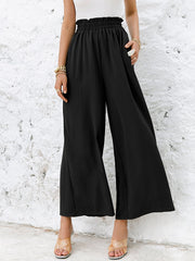 Simplee Solid color high waist wide leg pants