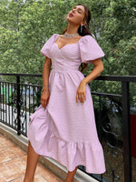 Load image into Gallery viewer, Simplee Puff sleeve sexy corset women party dress Elegant slash neck sweet evening dresses
