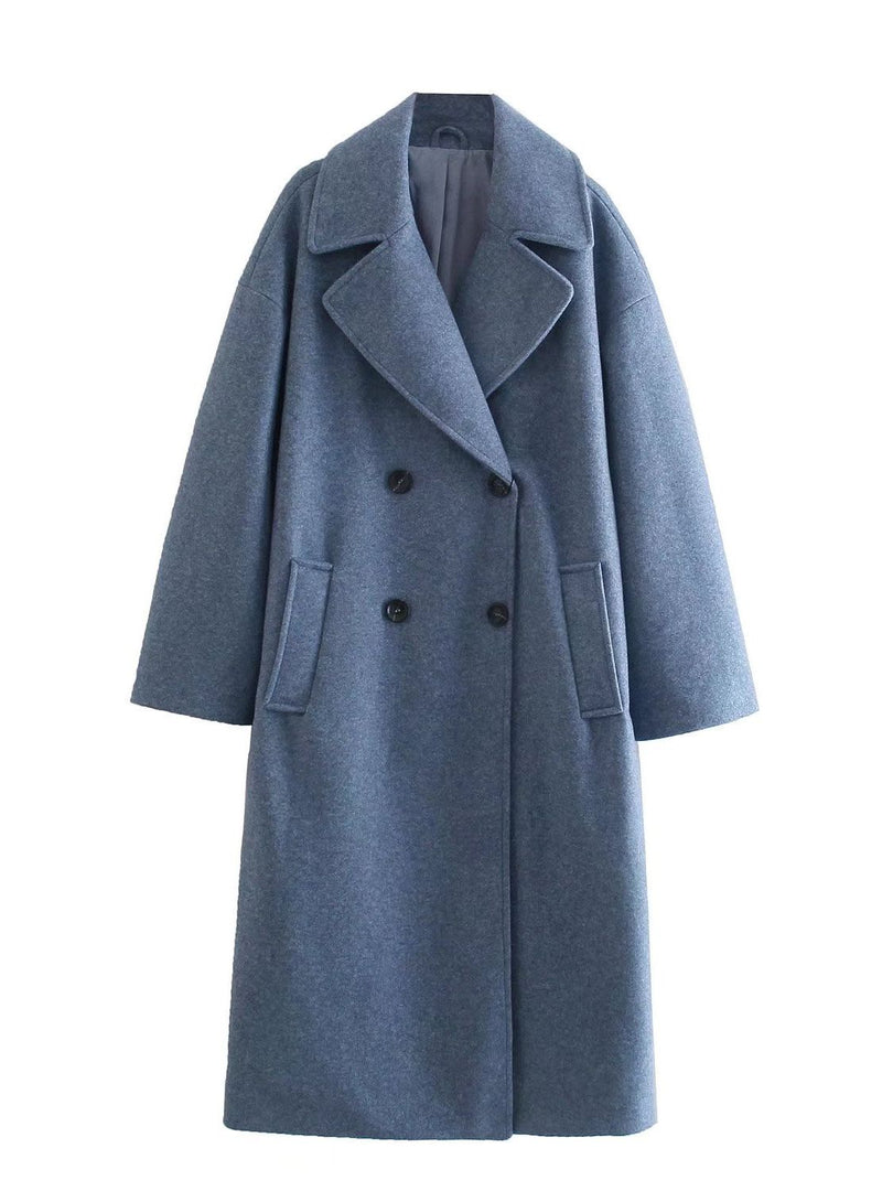 XNWMNZ women double breasted loose woolen coat