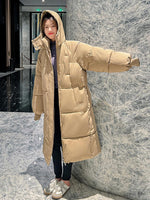 Load image into Gallery viewer, Women Winter X-long Parkas Solid Hooded Thicken Warm Female Snow Wear Coat Padded Loose Clothes
