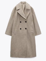 Load image into Gallery viewer, XNWMNZ women double breasted loose woolen coat
