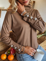 Load image into Gallery viewer, Simplee Women loose pearl button sweatshirt
