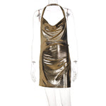Load image into Gallery viewer, Spring New Fashion Metallic Halter Neck Mini Dress
