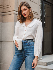 Simplee Vintage floral print blouse women Casual long sleeve female top