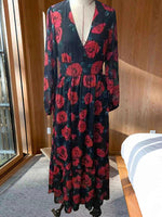 Load image into Gallery viewer, Floral Print Long Sleeve V Neck Casual Chiffon Maxi Dress
