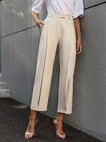 Load image into Gallery viewer, Simplee Solid high waist office lady trousers Loose casual apricot summer women pants
