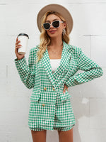 Load image into Gallery viewer, Simplee Vintage houndstooth v-neck women blazer
