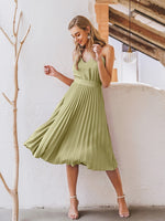 Load image into Gallery viewer, Simplee V-neck holiday pleated print summer dress
