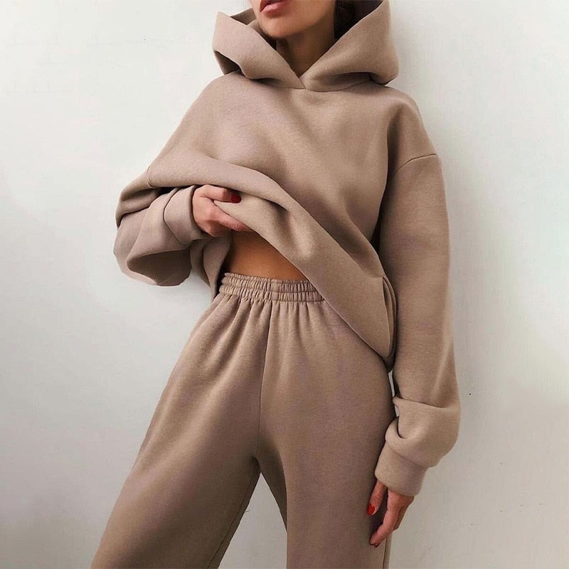Women Casual Tracksuit Autumn Fashion Casual Hooded Two Piece