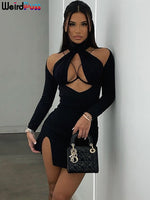 Load image into Gallery viewer, Weird Puss Hollow Wrap Sexy Dress
