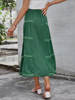 Load image into Gallery viewer, Simplee Bohemian pleated women&#39;s long skirt green A-line leave pattern summer skirt boho Loose elastic waist soft ladies bottom
