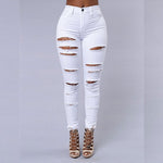 Load image into Gallery viewer, White Hole Ripped Jeans Hight Waist Skinny Bodycon Sexy Trousers Pencil Pants
