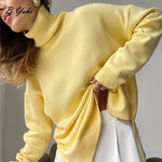 Load image into Gallery viewer, Blessyuki Oversized Cashmere Split Knitted Sweater Women
