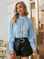 Load image into Gallery viewer, Simplee Chiffon elegant lace women sexy shirt
