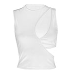 Load image into Gallery viewer, Asymmetrical Cutout 90s vintage Crop Top Sexy Y2k Streetwear O-Neck Sleeveless Tshirt Fake Two Piece Vest Gothic Black Tank Tops
