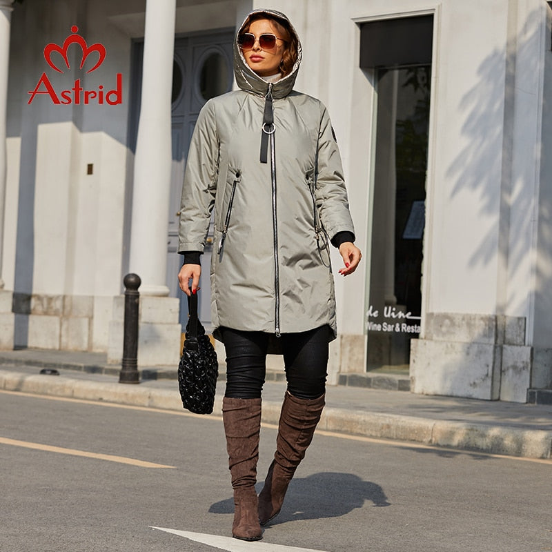 Spring coats Women parkas plus size Long warm zipper hooded pockets padded clothing