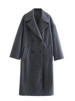 Load image into Gallery viewer, XNWMNZ women double breasted loose woolen coat
