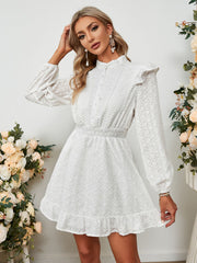 Simplee Embroidery white elegant party dress