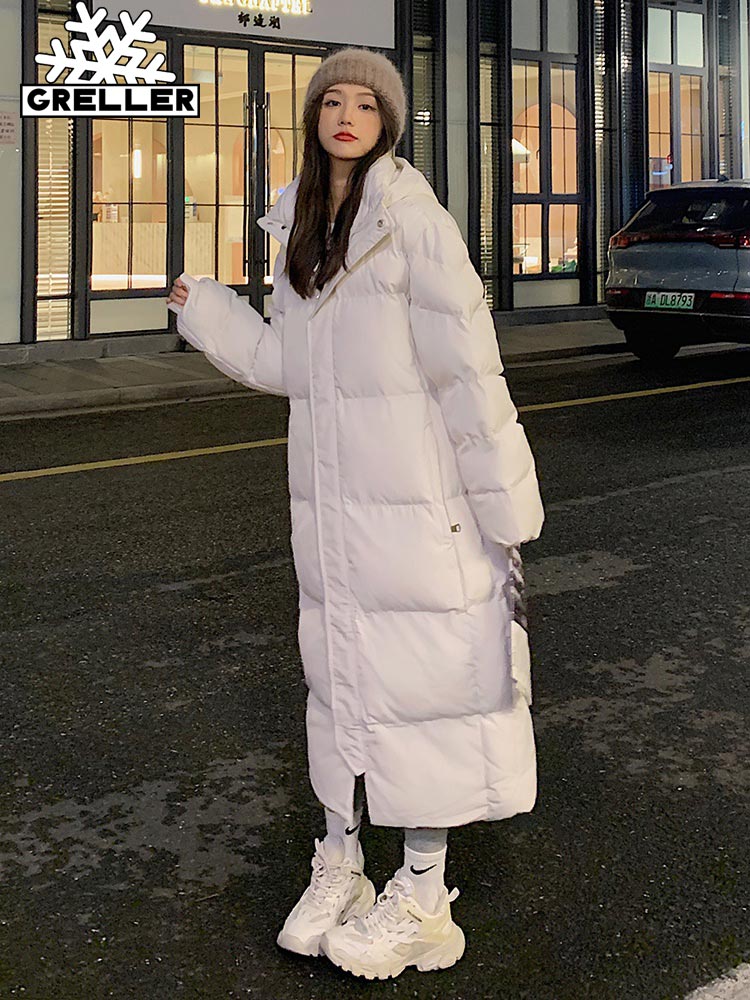 New Solid Color Long Straight Winter Coat
