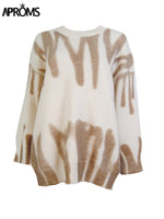 Load image into Gallery viewer, Aproms Korean Fashion Khaki Stripes Print Loose Sweaters
